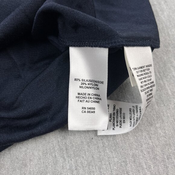 Anne Klein Sleeveless Top Womens L Navy Blue Silk Nylon Round Neck Metal Sequins - Picture 10 of 14